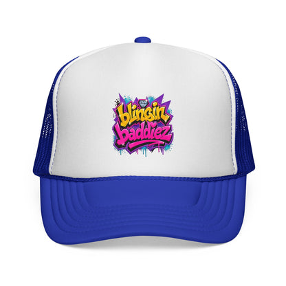 'Blingin Baddiez' Colorful Graffiti Mesh Hat