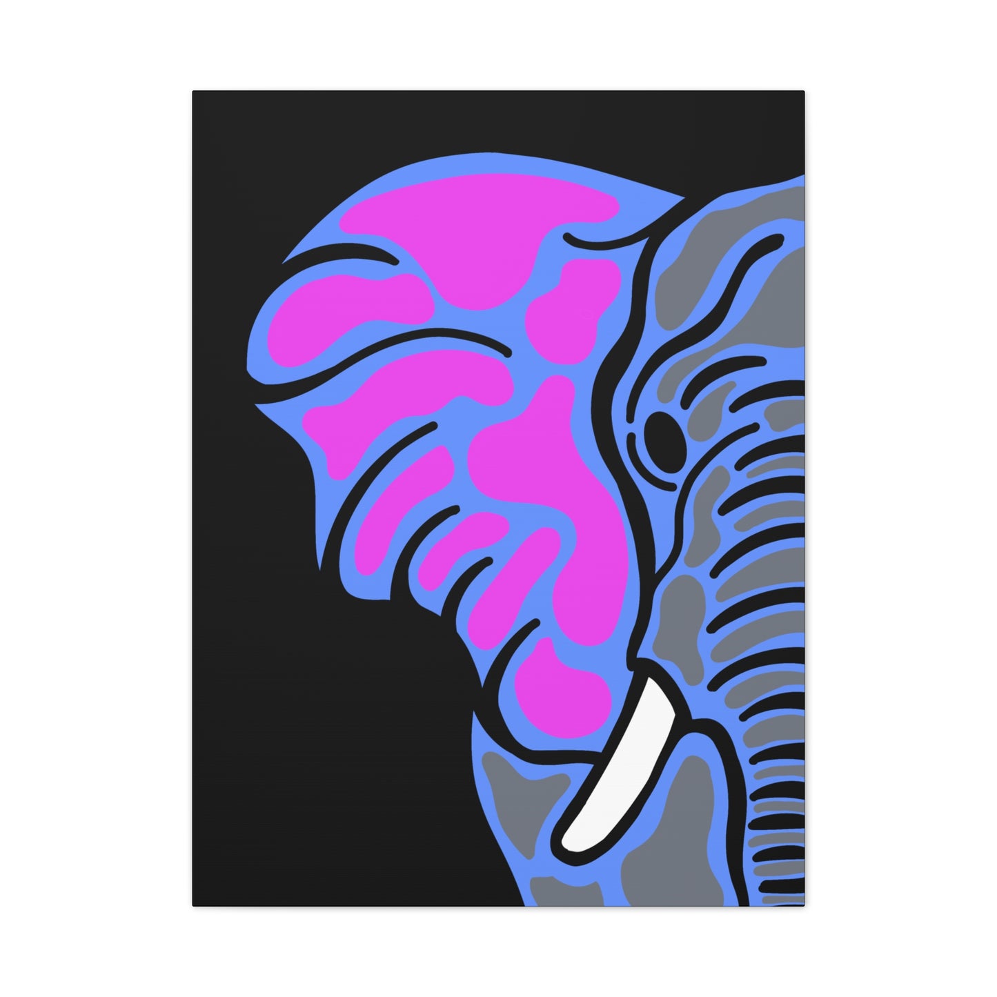 Neon Elephant Canvas Print — Bold Pink & Blue Safari Wall Art