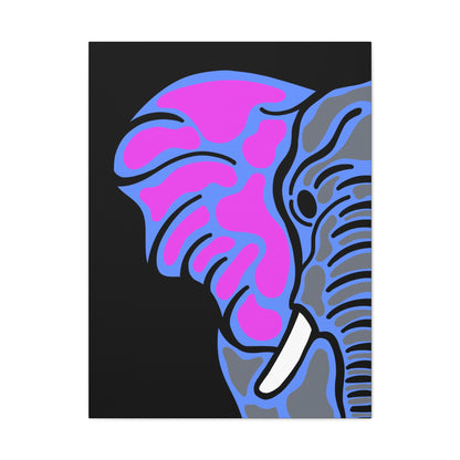 Neon Elephant Canvas Print — Bold Pink & Blue Safari Wall Art