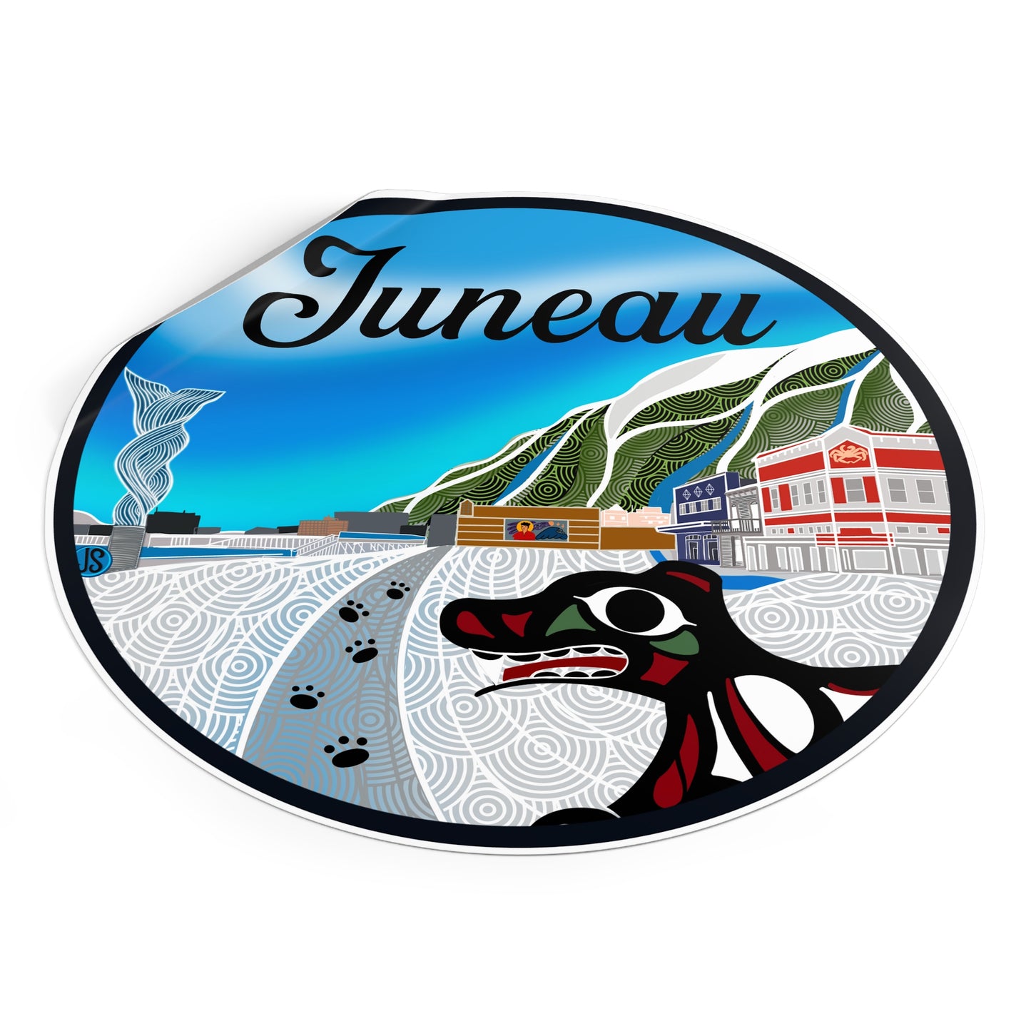 Juneau Wharf Round Vinyl Stickers