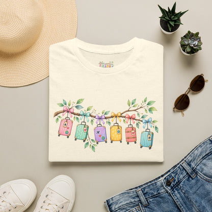 Suitcase Garland T-Shirt — Cute Luggage Line Graphic Tee for Travelers