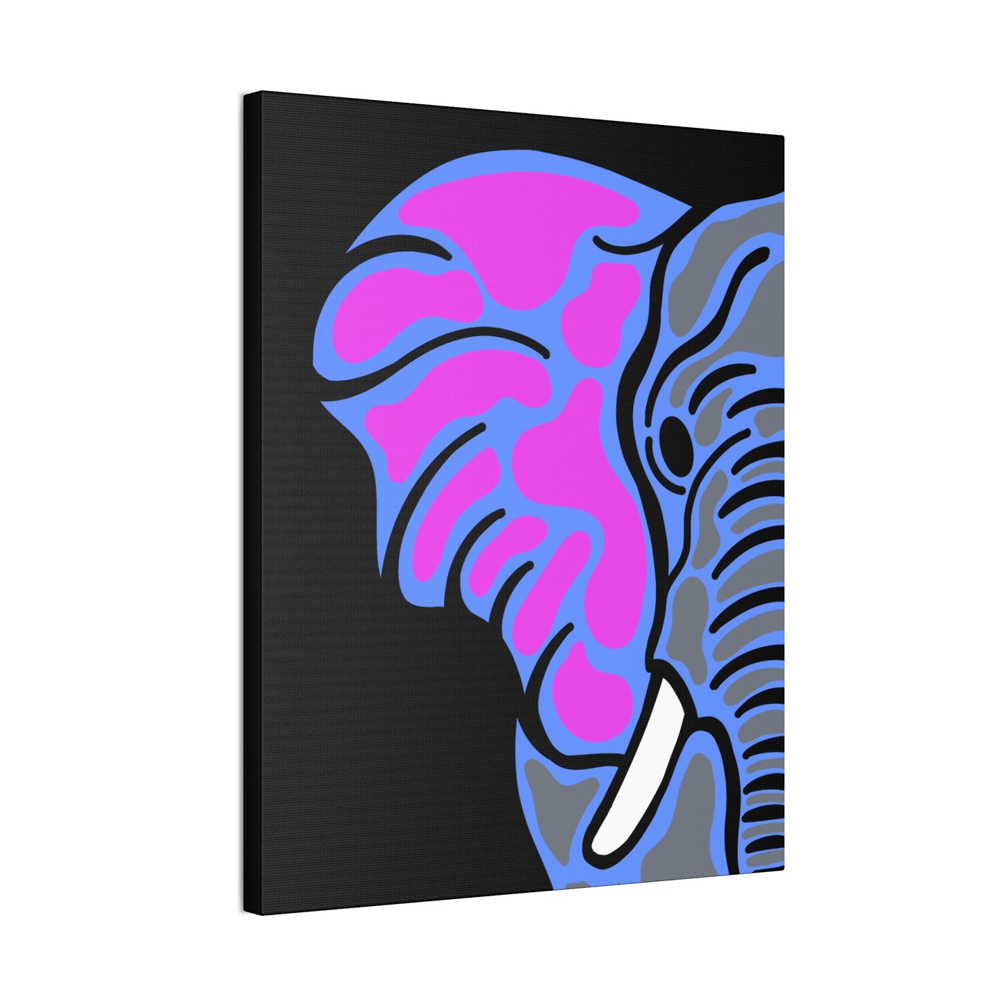 Neon Elephant Canvas Print — Bold Pink & Blue Safari Wall Art