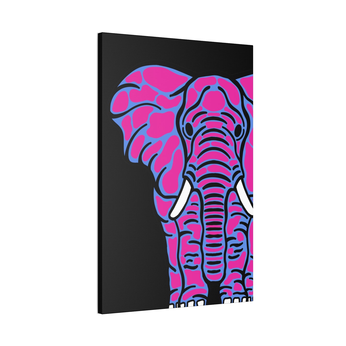 Neon Elephant Canvas Print — Bold Pink & Blue Safari Wall Art