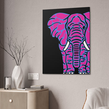 Neon Elephant Canvas Print — Bold Pink & Blue Safari Wall Art