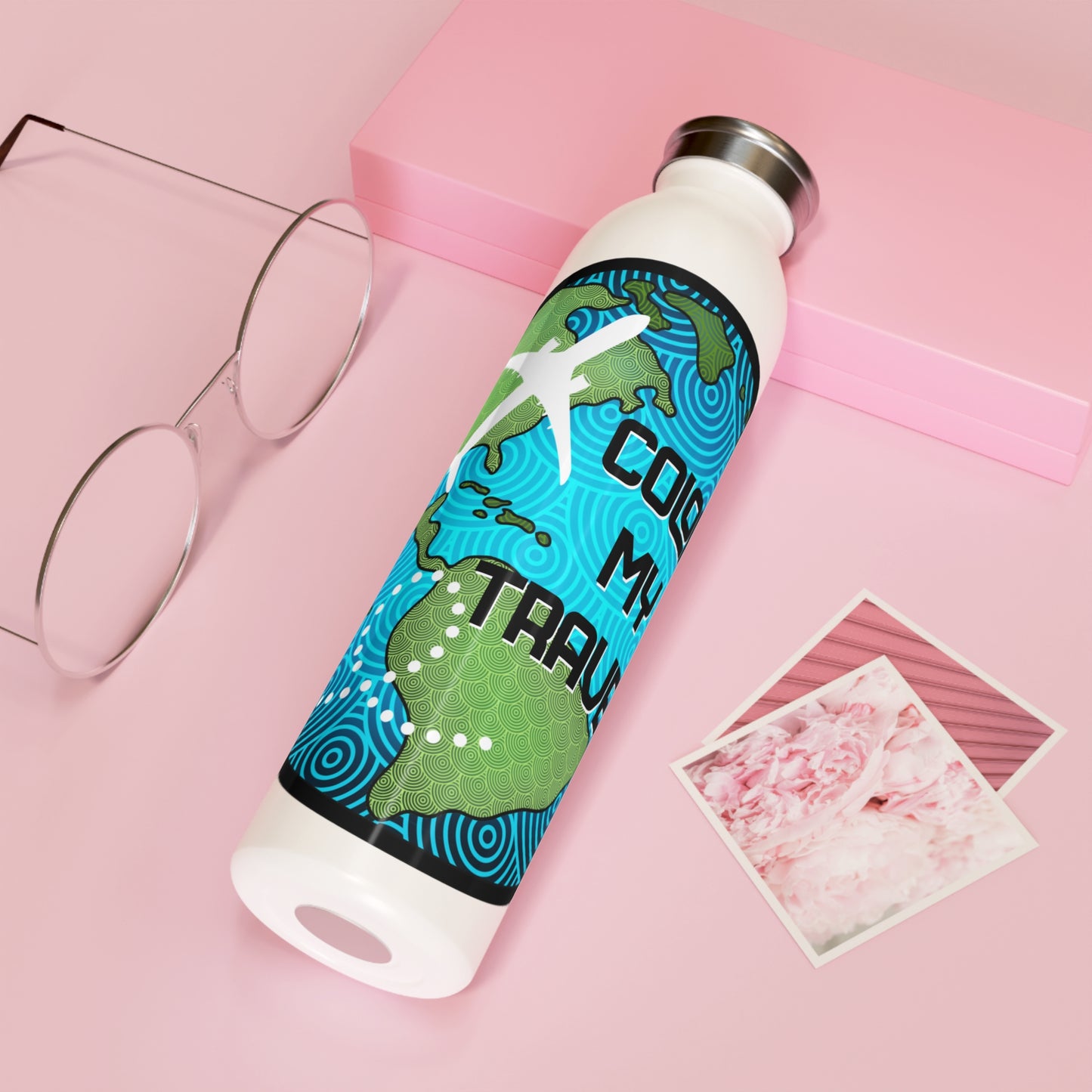 Color my travels Slim Water Bottle