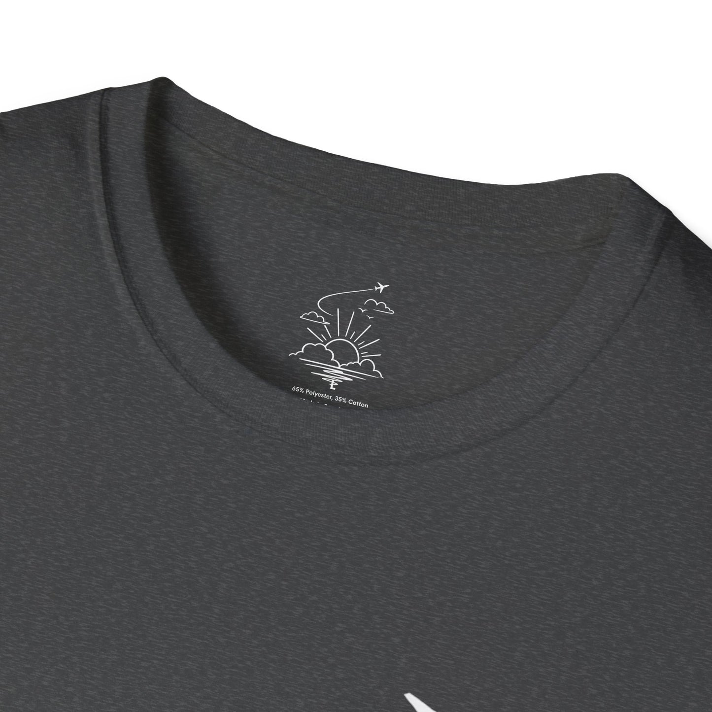 Sunrise Flight T-Shirt | Airplane, Clouds, Sunburst Line Art