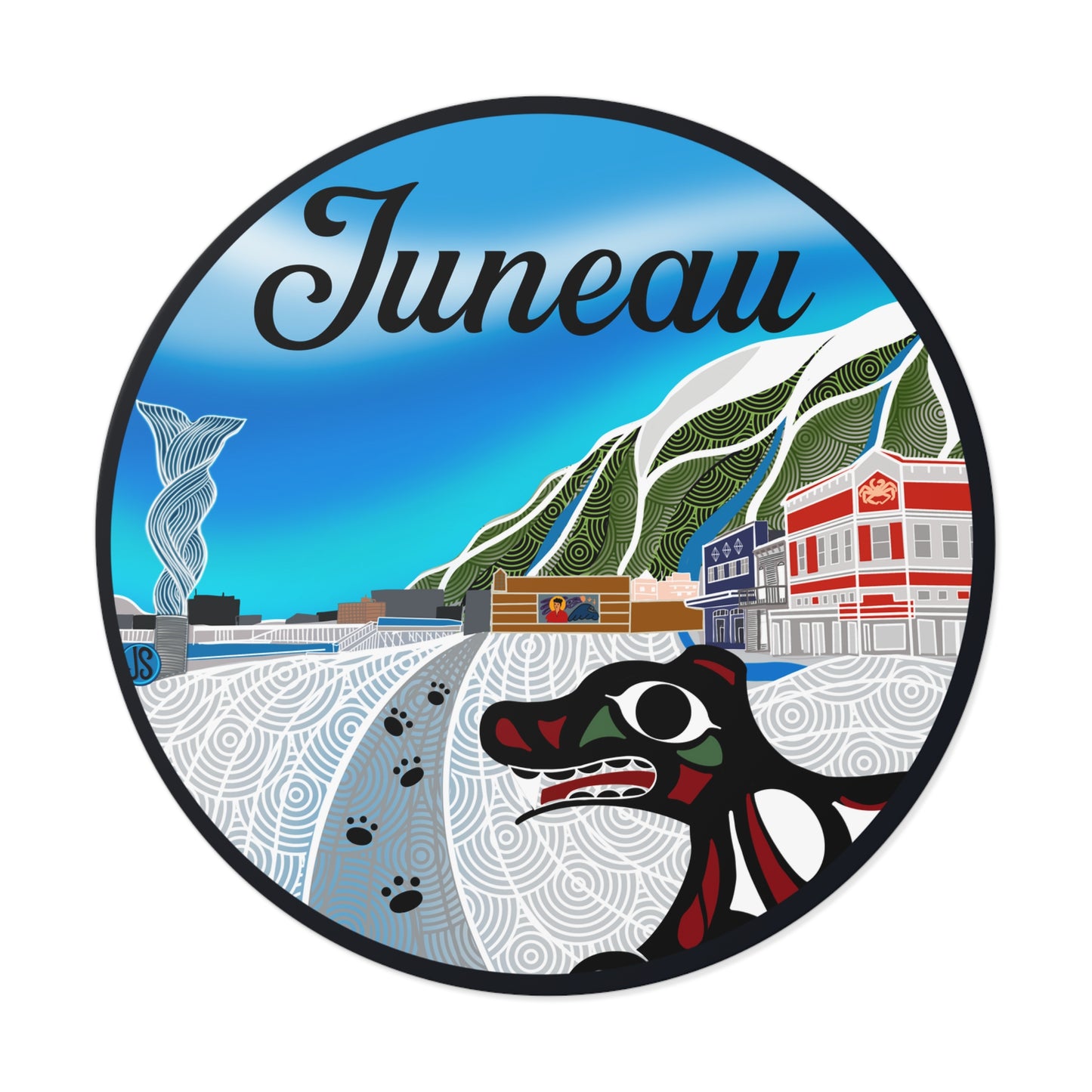 Juneau Wharf Round Vinyl Stickers