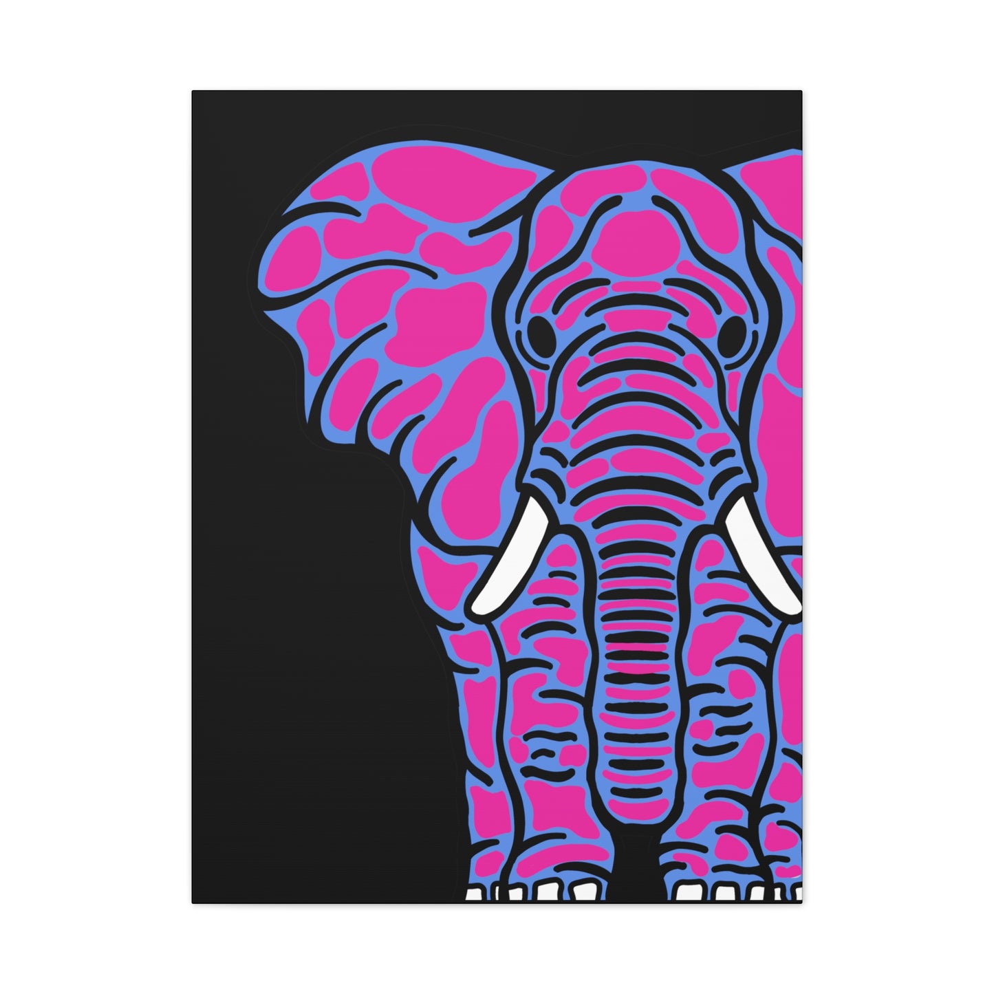 Neon Elephant Canvas Print — Bold Pink & Blue Safari Wall Art