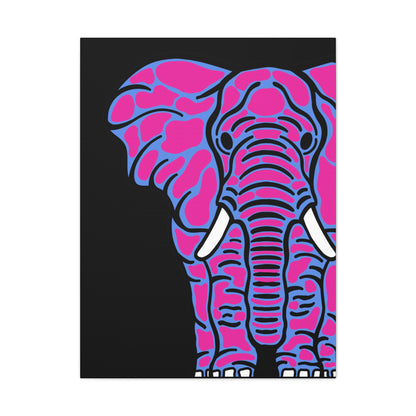 Neon Elephant Canvas Print — Bold Pink & Blue Safari Wall Art
