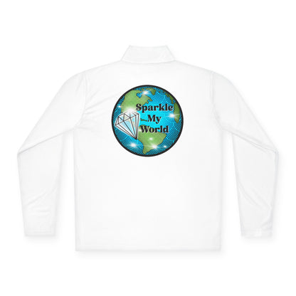 Sparkle My World Quarter-Zip Pullover — Earth Graphic Diamond Logo