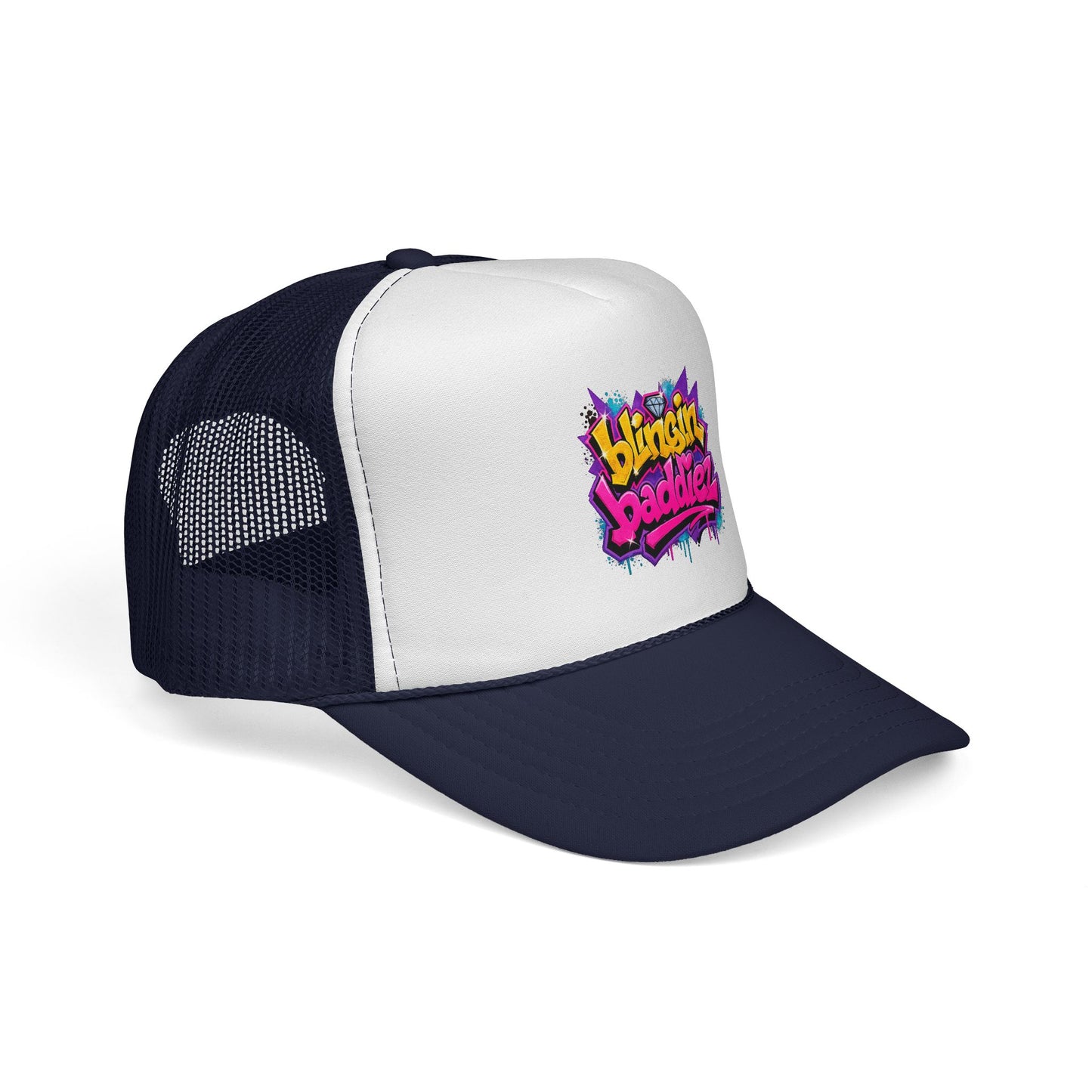 'Blingin Baddiez' Colorful Graffiti Mesh Hat