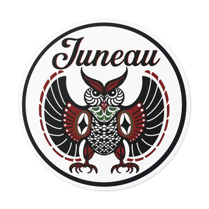 Juneau Owl Round Vinyl Stickers