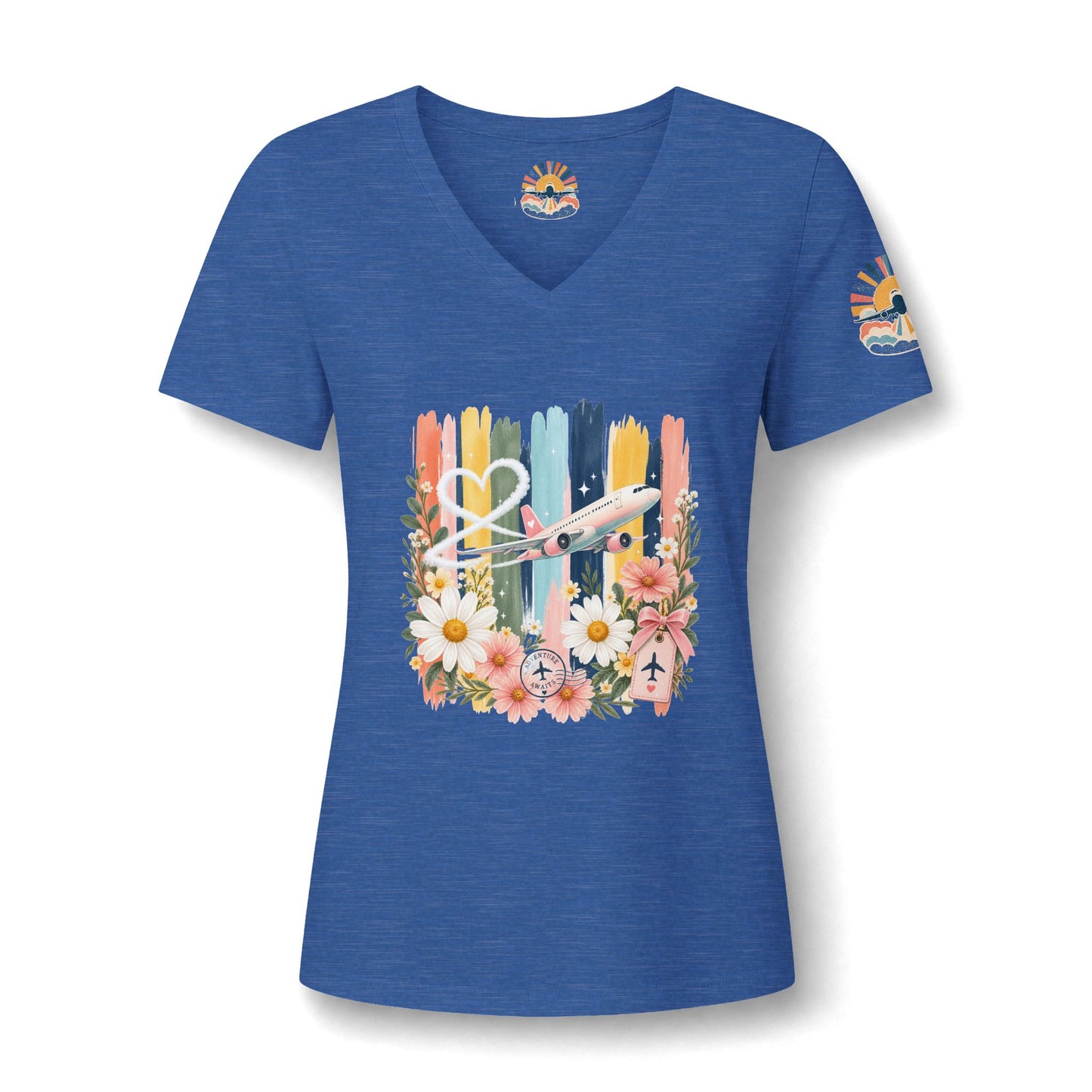 Floral Striped Heart Airplane