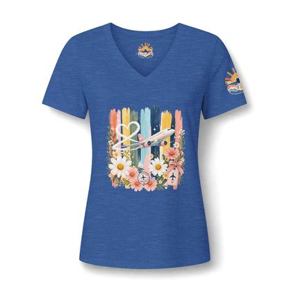 Floral Striped Heart Airplane