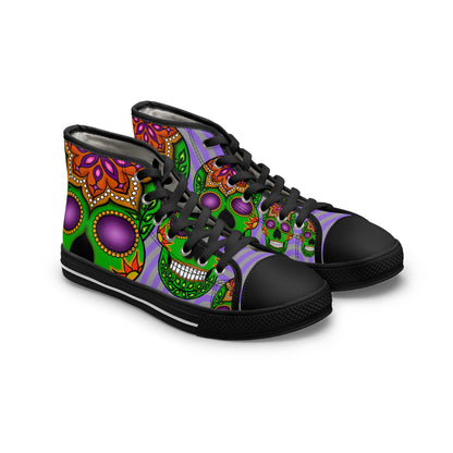 Green Sugar Skull Random Women's High Top Sneakers