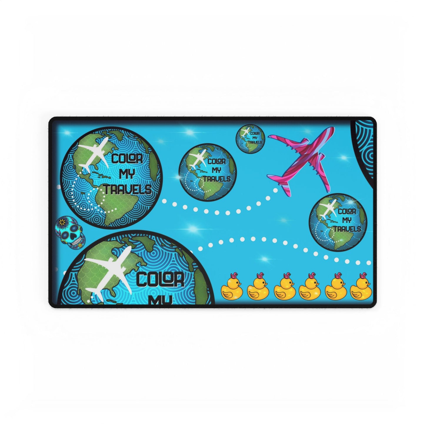 Color my travels large Desk Mats