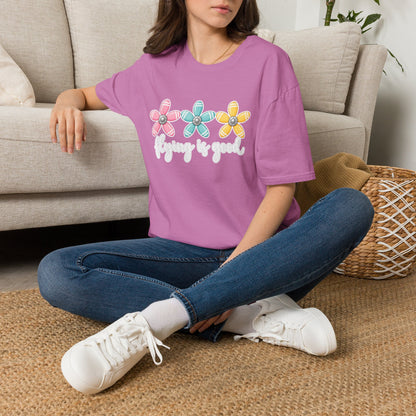 Flying Is Good Floral T-Shirt — Cute Retro Propeller Flowers Tee