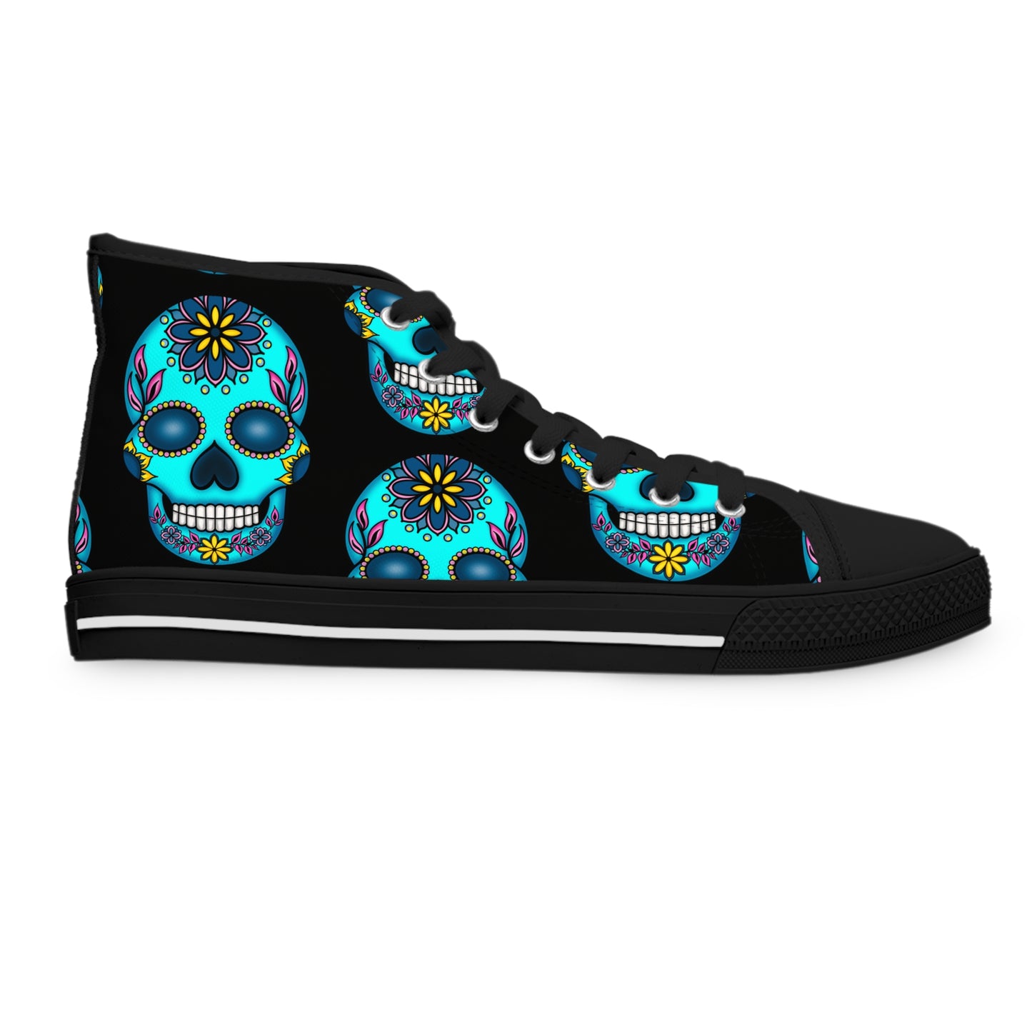 Sugar Skull Blk Women's High Top Sneakers