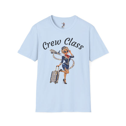Crew Class T-Shirt — Retro Flight Attendant Graphic Tee