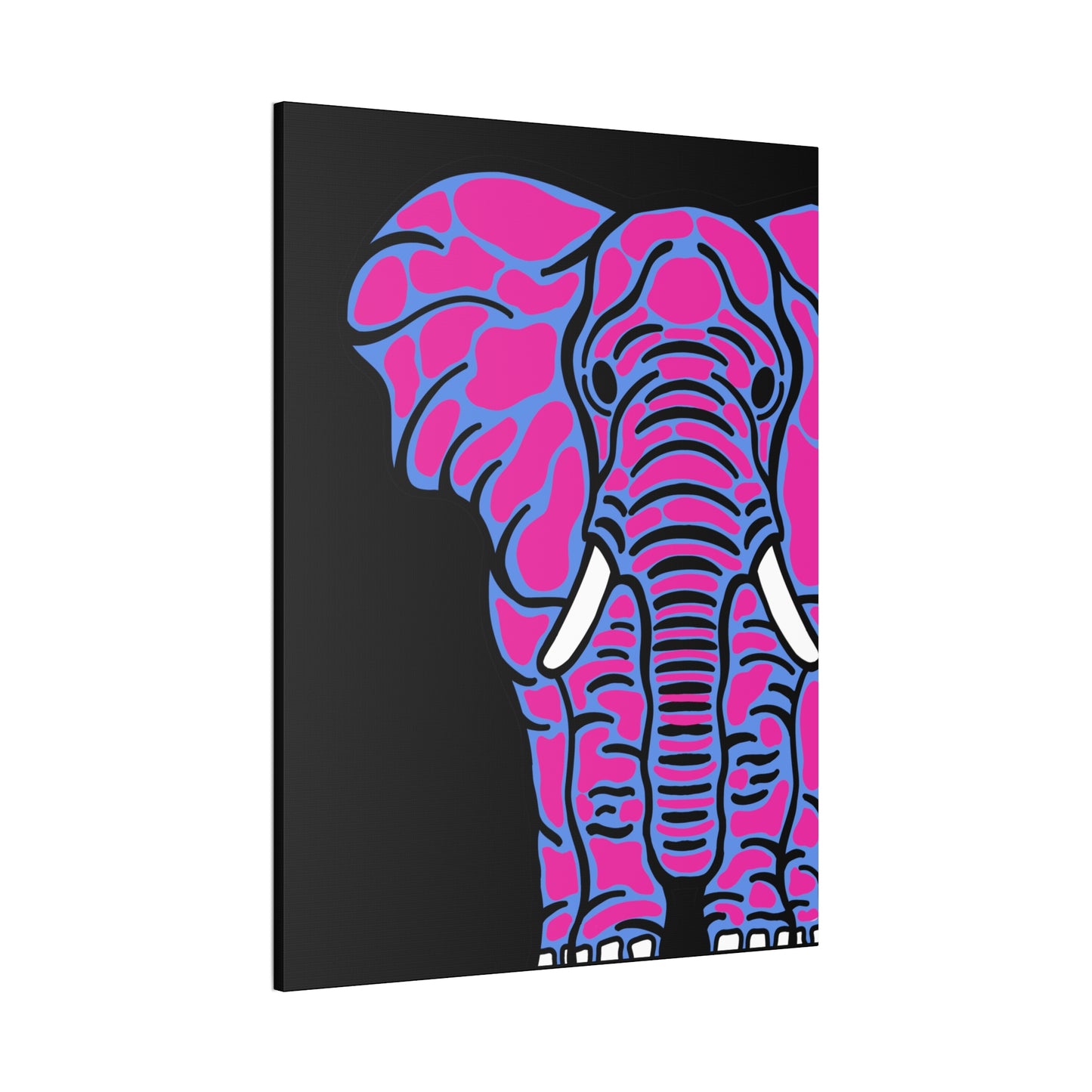 Neon Elephant Canvas Print — Bold Pink & Blue Safari Wall Art