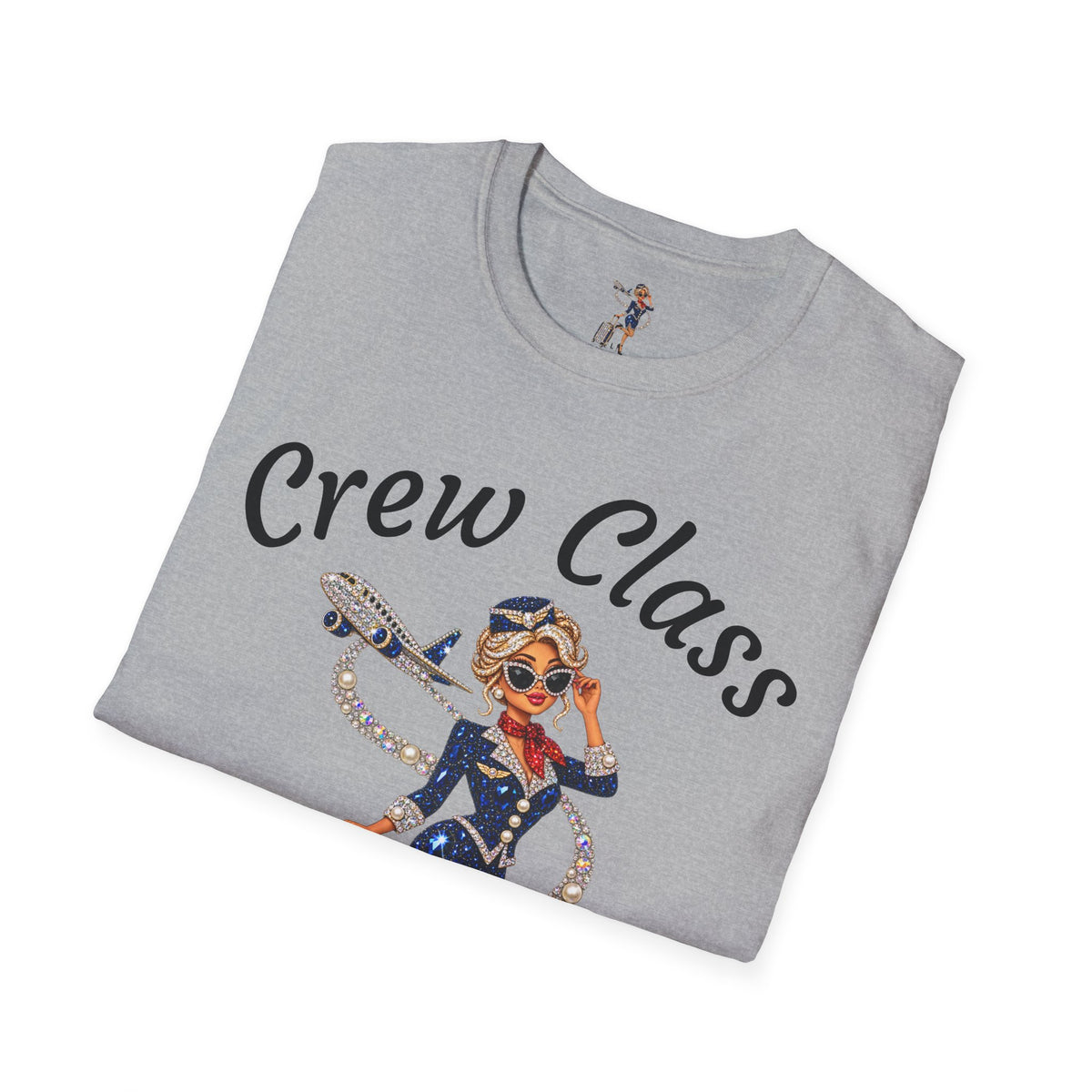 Crew Class T-Shirt — Retro Flight Attendant Graphic Tee
