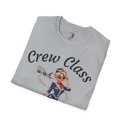 Crew Class T-Shirt — Retro Flight Attendant Graphic Tee