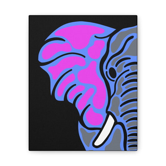 Neon Elephant Canvas Print — Bold Pink & Blue Safari Wall Art