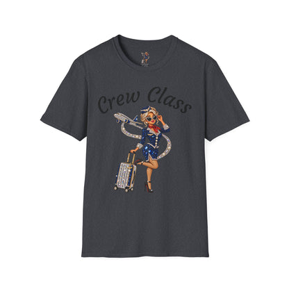 Crew Class T-Shirt — Retro Flight Attendant Graphic Tee