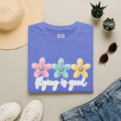 Flying Is Good Floral T-Shirt — Cute Retro Propeller Flowers Tee