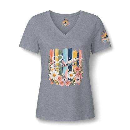 Floral Striped Heart Airplane
