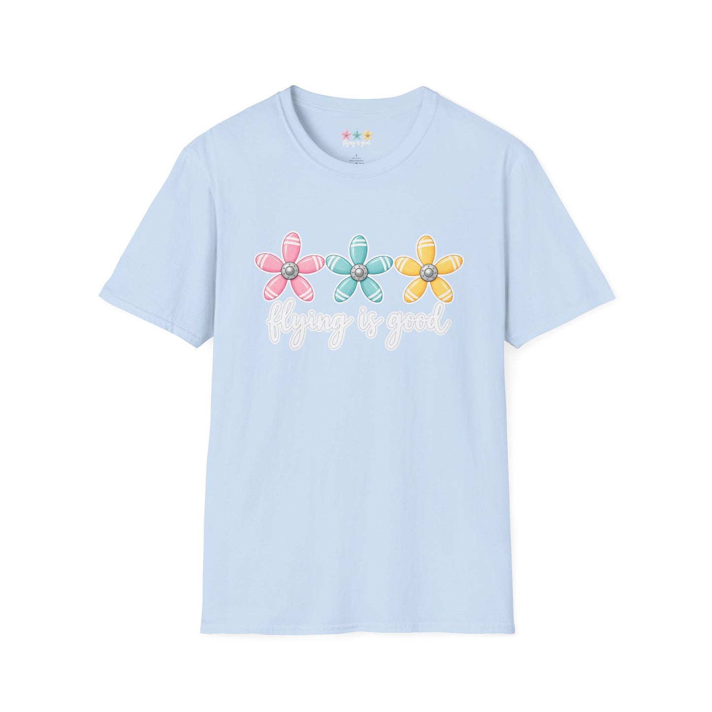 Flying Is Good Floral T-Shirt — Cute Retro Propeller Flowers Tee