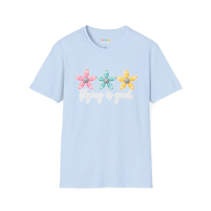 Flying Is Good Floral T-Shirt — Cute Retro Propeller Flowers Tee