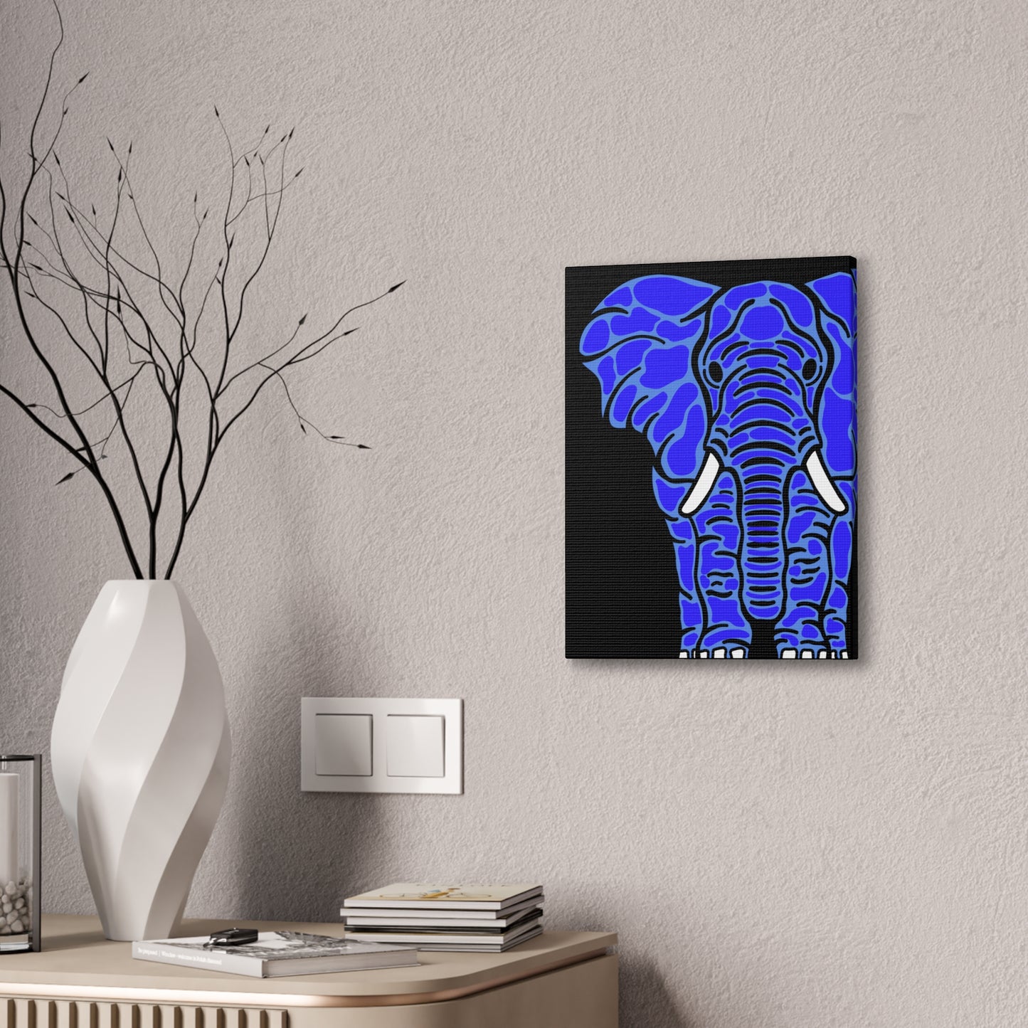 Neon Blue Elephant Canvas Print