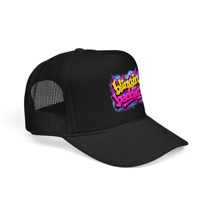 Foam Trucker Hat — "Blingin Baddiez" Colorful Graffiti Logo Cap