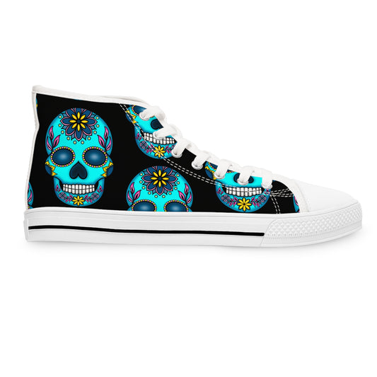 Sugar Skull Blk Women's High Top Sneakers