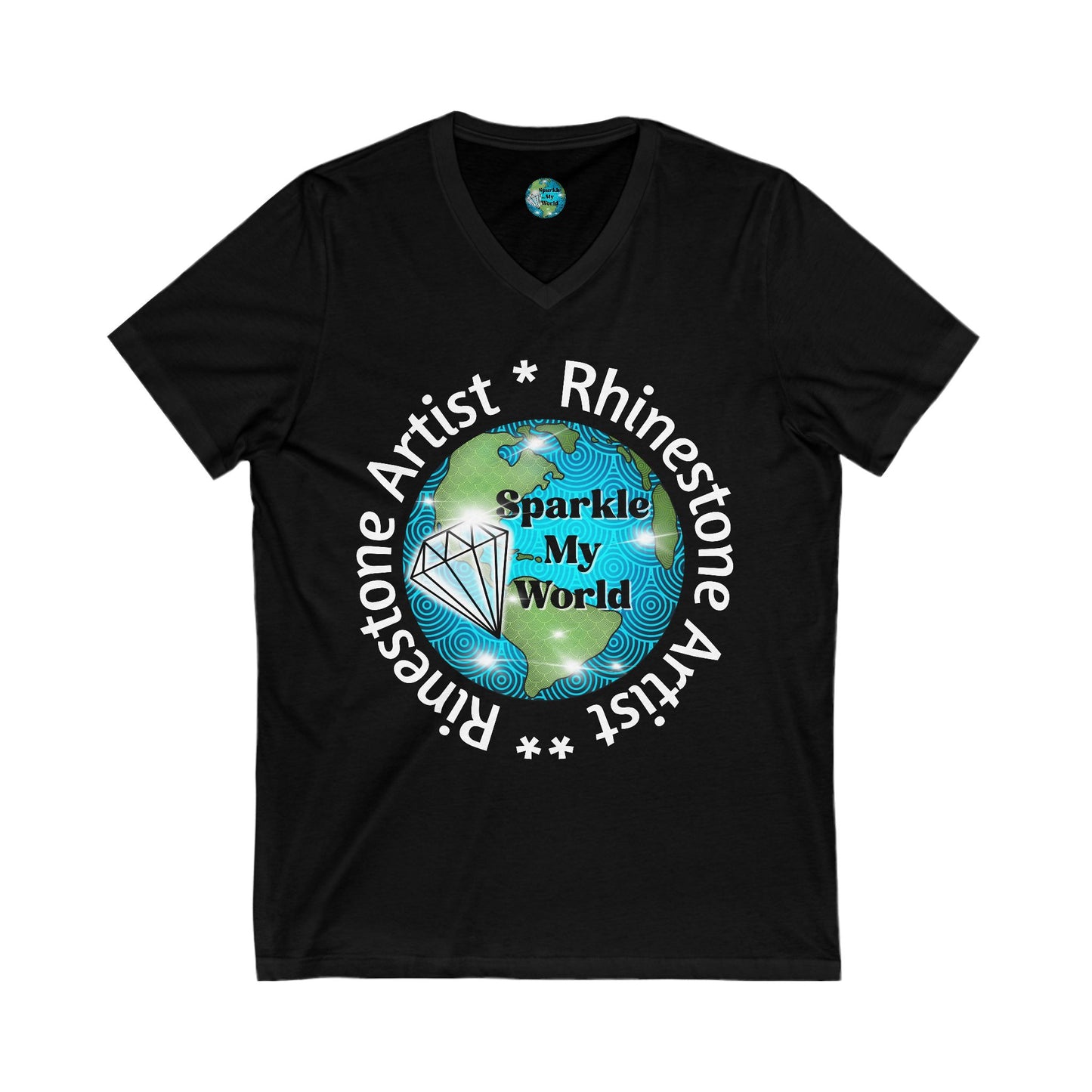 Sparkle My World Unisex Jersey V-Neck Tee - Inspirational Gift, Casual Wear, Graphic Tee, Unique Shirt, Gift for Dreamers