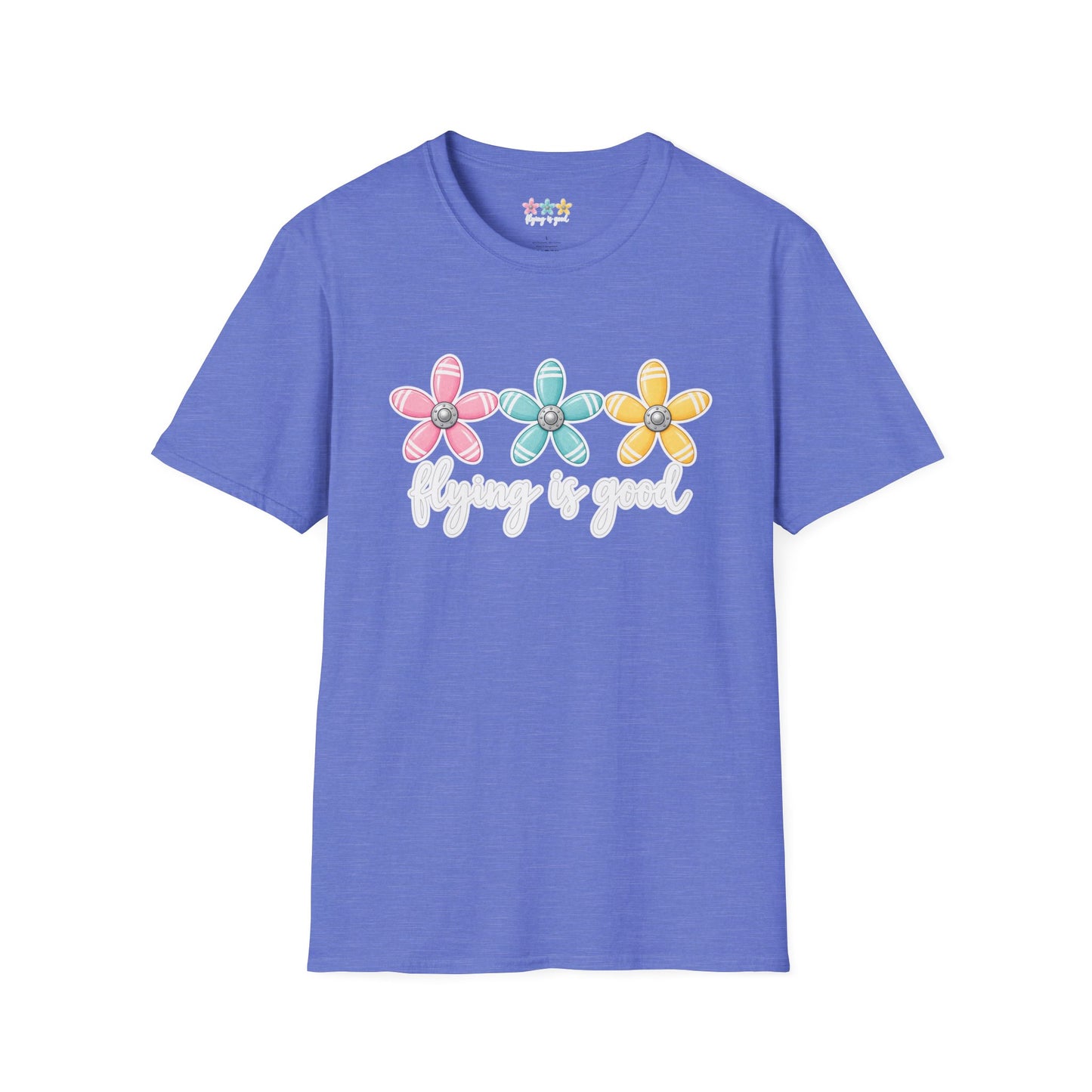 Flying Is Good Floral T-Shirt — Cute Retro Propeller Flowers Tee