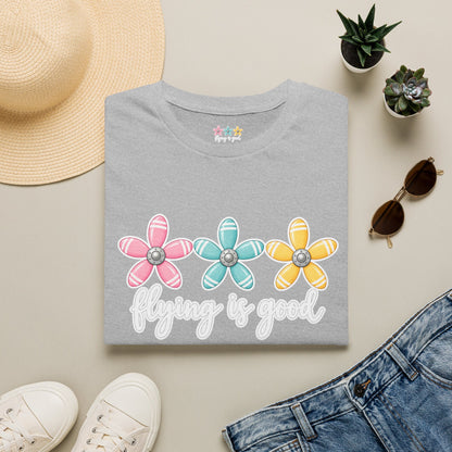 Flying Is Good Floral T-Shirt — Cute Retro Propeller Flowers Tee