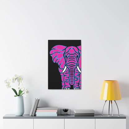 Neon Elephant Canvas Print — Bold Pink & Blue Safari Wall Art