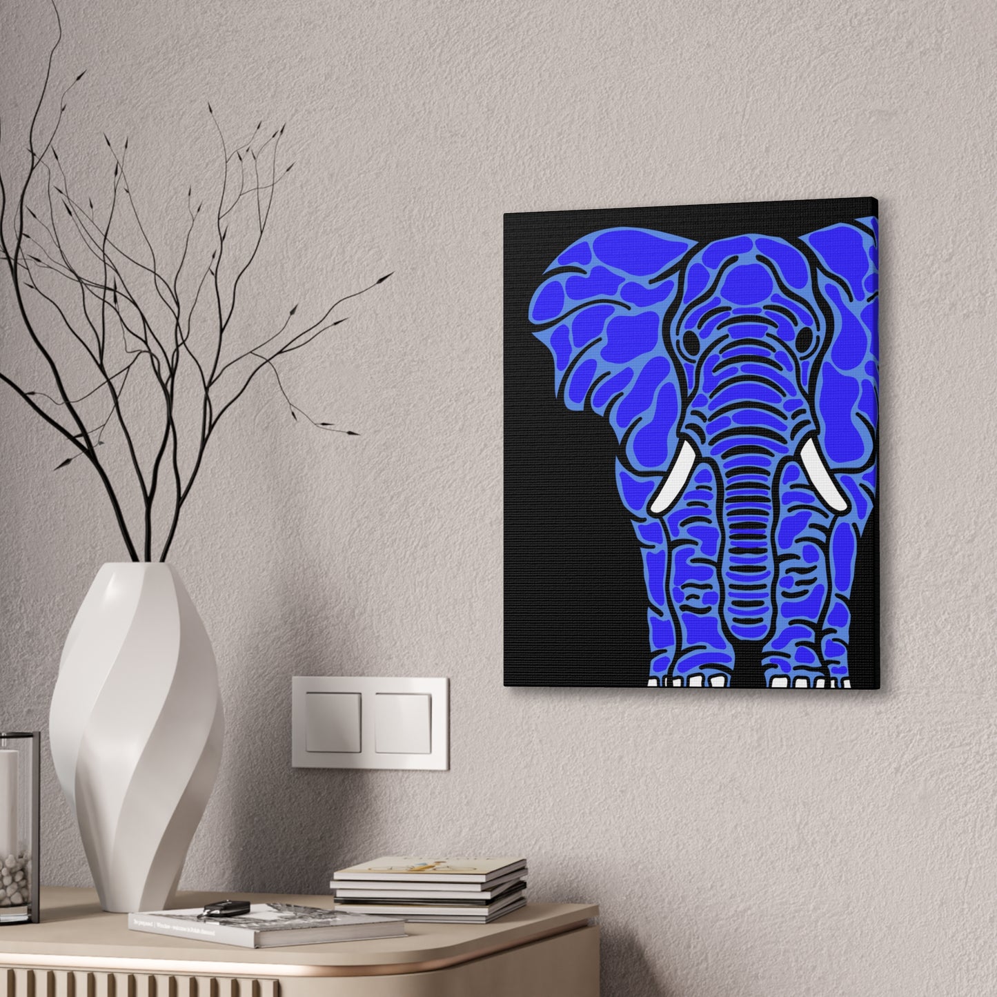 Neon Blue Elephant Canvas Print