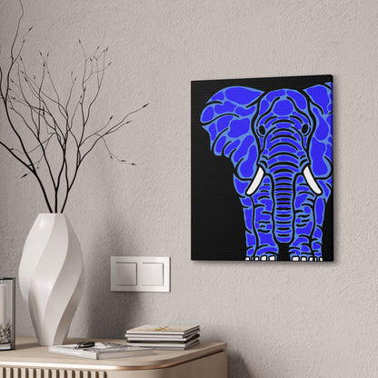 Neon Blue Elephant Canvas Print