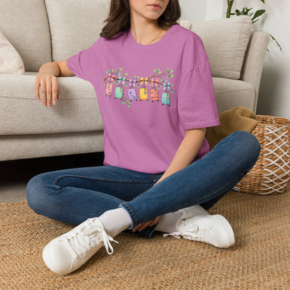Suitcase Garland T-Shirt — Cute Luggage Line Graphic Tee for Travelers