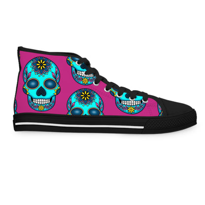 Sugar Skull Pink Women's High Top Sneakers