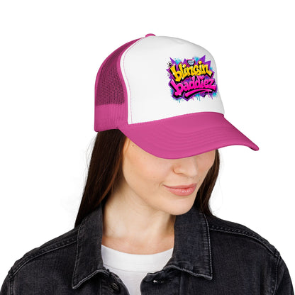 Foam Trucker Hat — "Blingin Baddiez" Colorful Graffiti Logo Cap