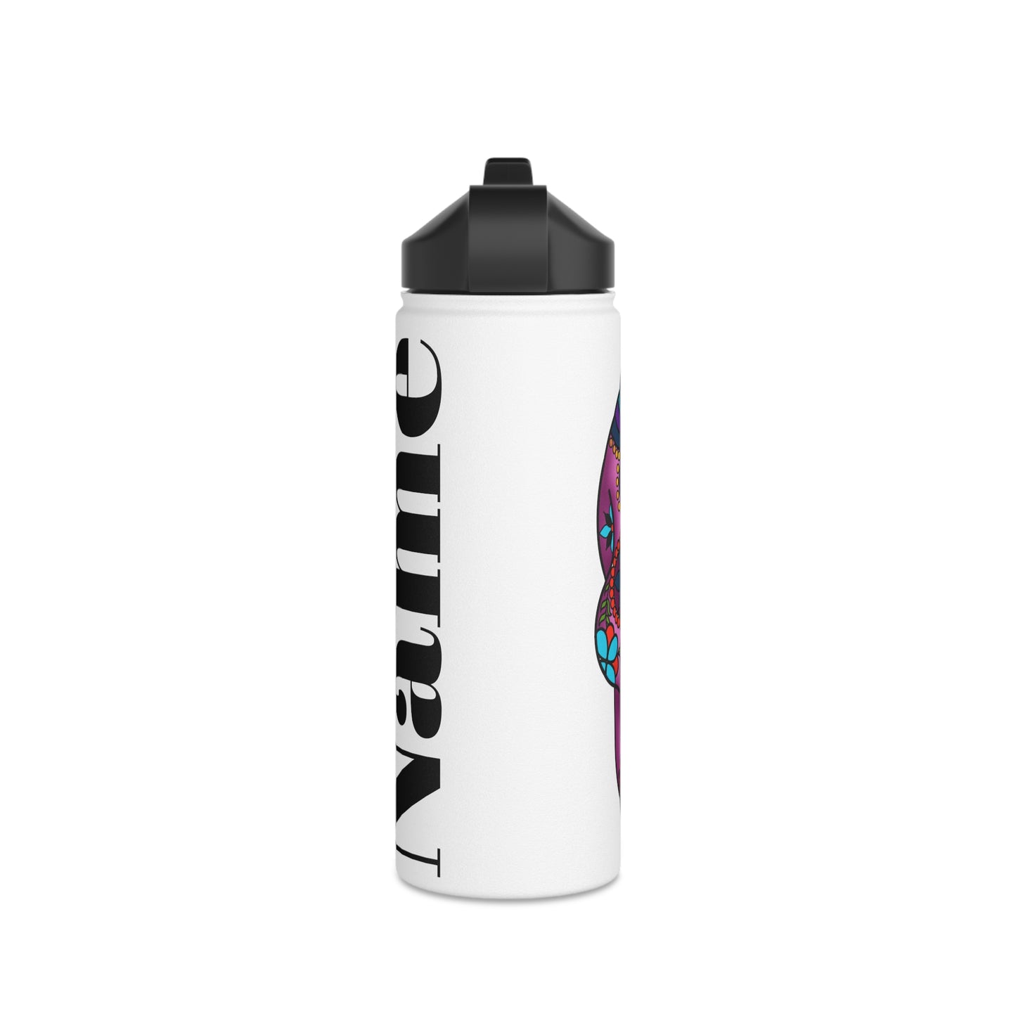 Floral Skull Stainless Steel Water Bottle, Standard Lid