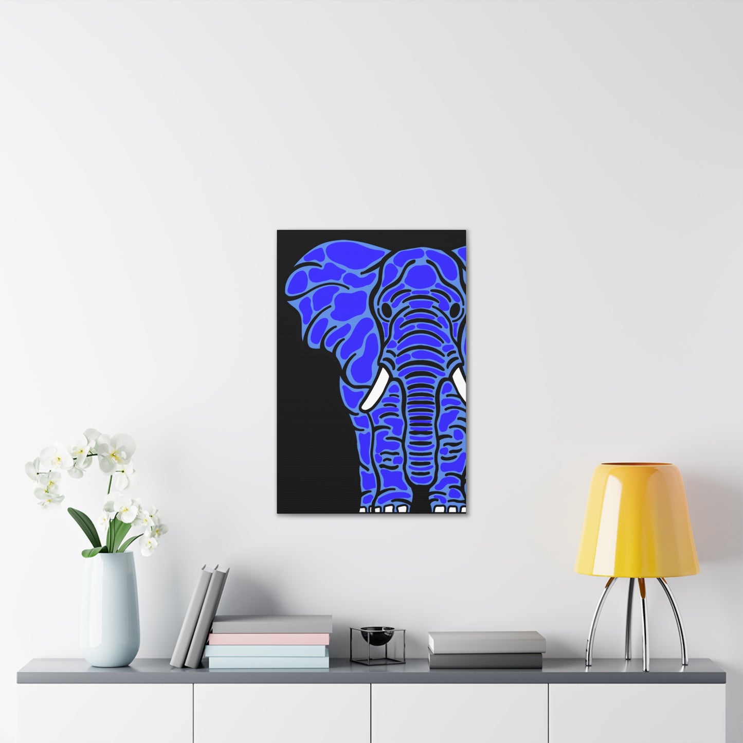 Neon Blue Elephant Canvas Print