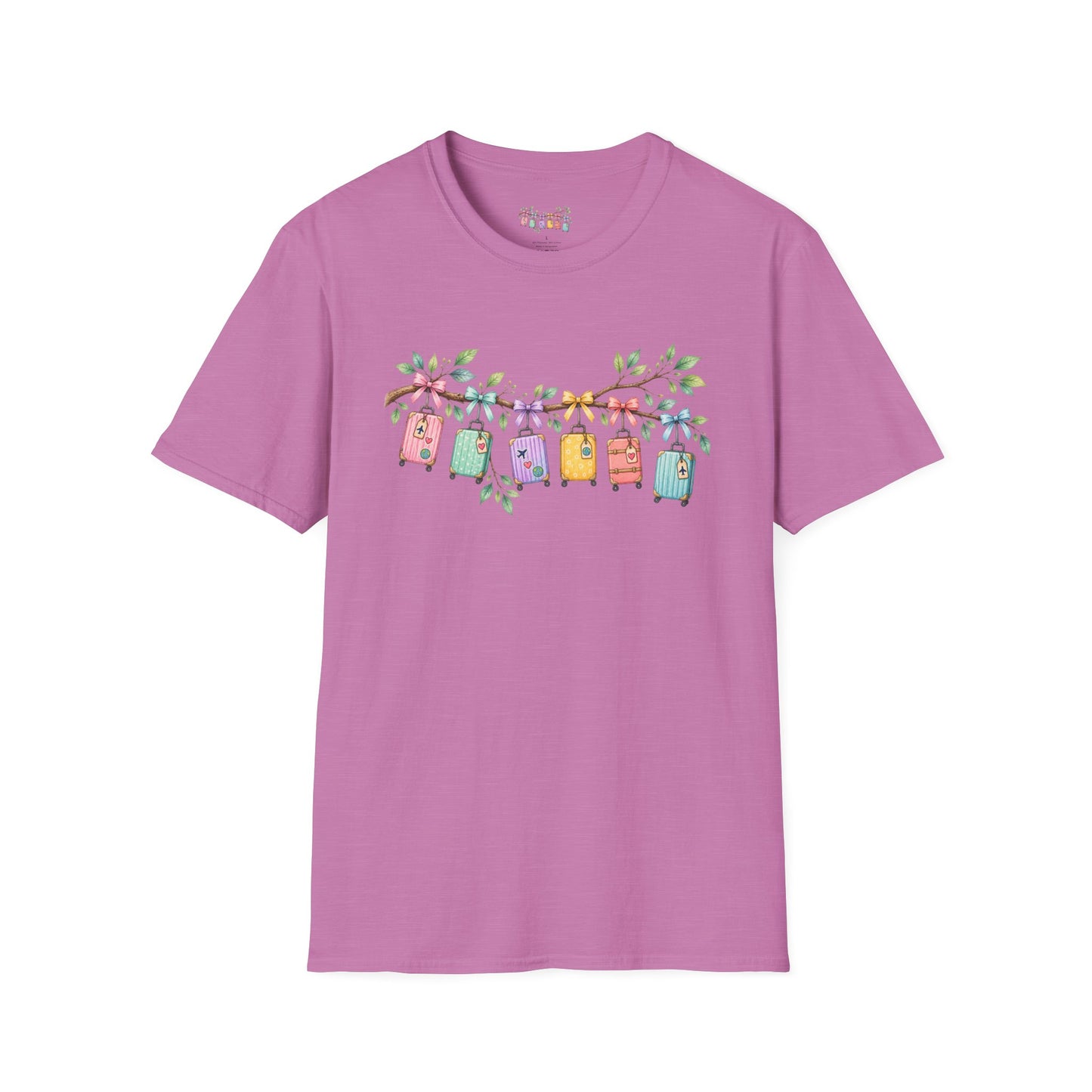 Suitcase Garland T-Shirt — Cute Luggage Line Graphic Tee for Travelers