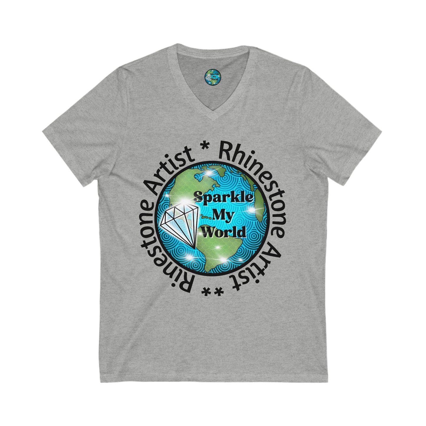 Sparkle My World Unisex Jersey V-Neck Tee - Inspirational Gift, Casual Wear, Graphic Tee, Unique Shirt, Gift for Dreamers