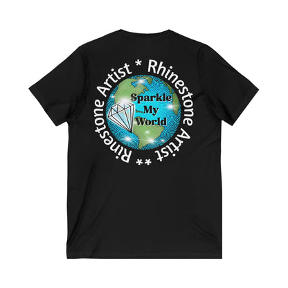 Sparkle My World Unisex Jersey V-Neck Tee - Inspirational Gift, Casual Wear, Graphic Tee, Unique Shirt, Gift for Dreamers