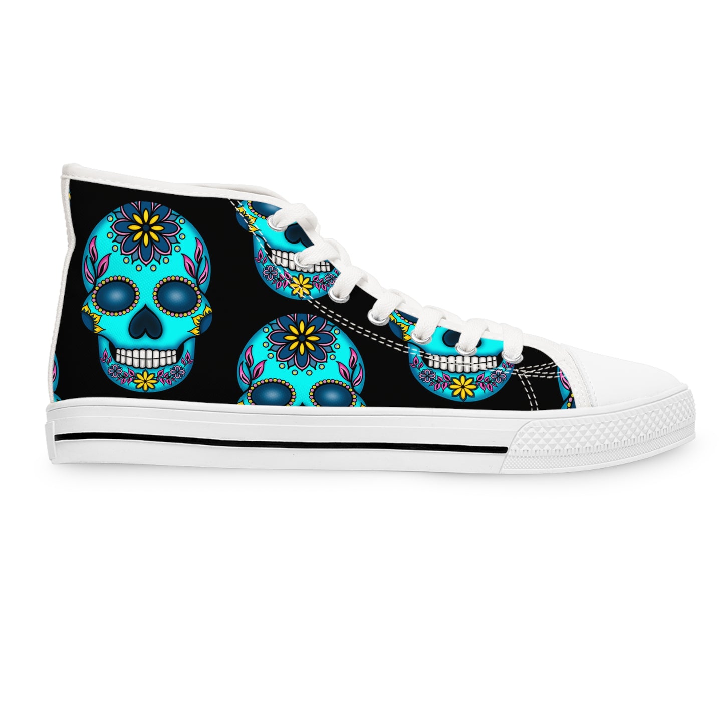 Sugar Skull Blk Women's High Top Sneakers